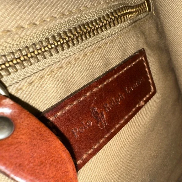 Vintage Polo Ralph Lauren BlueGreen Plaid Leather-Trimming